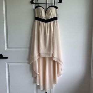 Strapless Cream & Black High/Low Dress
